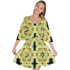 Summer Sun Flower Power Over The Florals In Peace Pattern Velour Kimono Dress by pepitasart