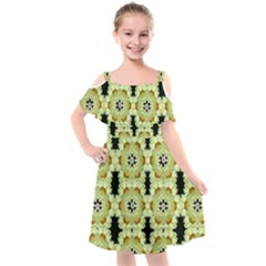 Summer Sun Flower Power Over The Florals In Peace Pattern Kids  Cut Out Shoulders Chiffon Dress by pepitasart