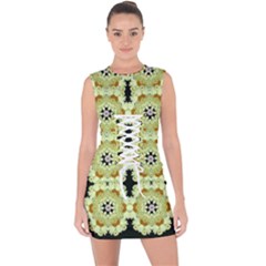 Summer Sun Flower Power Over The Florals In Peace Pattern Lace Up Front Bodycon Dress by pepitasart