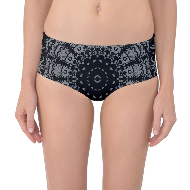 Gothic Mandala Mid-Waist Bikini Bottoms