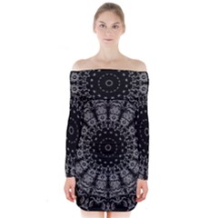 Gothic Mandala Long Sleeve Off Shoulder Dress by MRNStudios