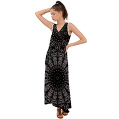 Gothic Mandala V-neck Chiffon Maxi Dress by MRNStudios