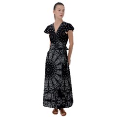 Gothic Mandala Flutter Sleeve Maxi Dress by MRNStudios