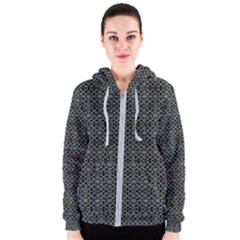 Iron Ornament Grid Pattern Women s Zipper Hoodie by dflcprintsclothing