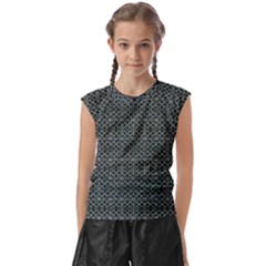 Iron Ornament Grid Pattern Kids  Raglan Cap Sleeve Tee