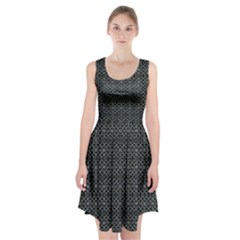 Iron Ornament Grid Pattern Racerback Midi Dress