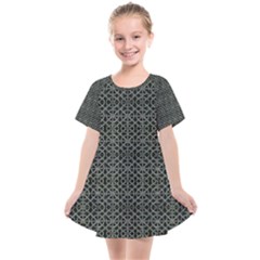 Iron Ornament Grid Pattern Kids  Smock Dress by dflcprintsclothing