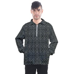 Iron Ornament Grid Pattern Men s Half Zip Pullover by dflcprintsclothing