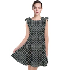 Iron Ornament Grid Pattern Tie Up Tunic Dress