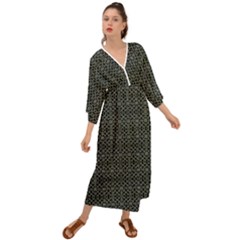 Iron Ornament Grid Pattern Grecian Style  Maxi Dress by dflcprintsclothing