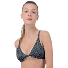 Iron Ornament Grid Pattern Knot Up Bikini Top