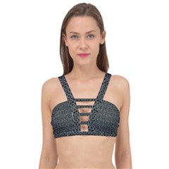 Iron Ornament Grid Pattern Cage Up Bikini Top