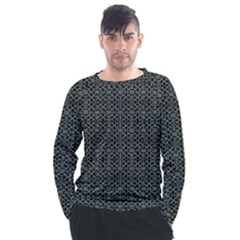 Iron Ornament Grid Pattern Men s Long Sleeve Raglan Tee