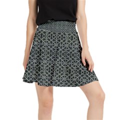 Iron Ornament Grid Pattern Waistband Skirt