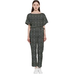 Iron Ornament Grid Pattern Batwing Lightweight Jumpsuit