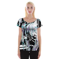 Digital Wave Cap Sleeve Top by MRNStudios