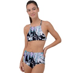 Digital Wave High Waist Tankini Set by MRNStudios