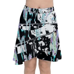 Digital Wave Chiffon Wrap Front Skirt by MRNStudios