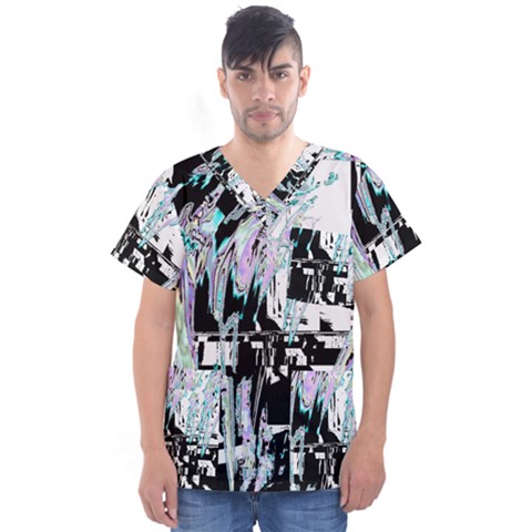 Digital Wave Men s V-neck Scrub Top by MRNStudios