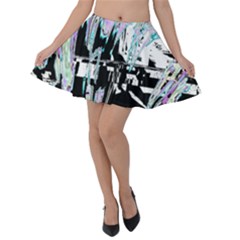 Digital Wave Velvet Skater Skirt by MRNStudios