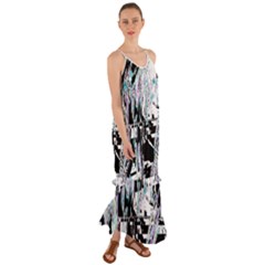 Digital Wave Cami Maxi Ruffle Chiffon Dress by MRNStudios