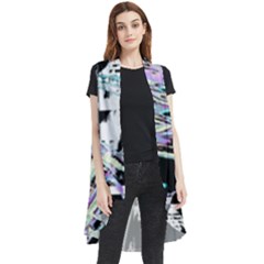 Digital Wave Sleeveless Chiffon Waistcoat Shirt