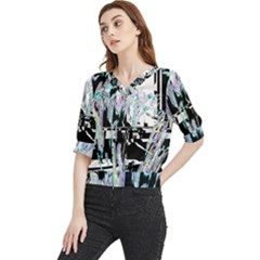 Digital Wave Quarter Sleeve Blouse