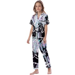 Digital Wave Kids  Satin Short Sleeve Pajamas Set by MRNStudios