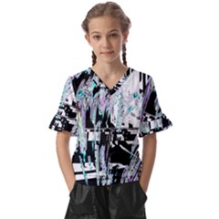 Digital Wave Kids  V-neck Horn Sleeve Blouse