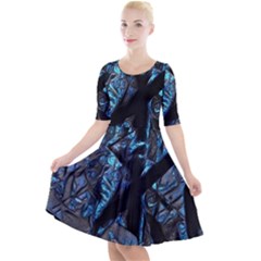 Sputnik Quarter Sleeve A-line Dress by MRNStudios