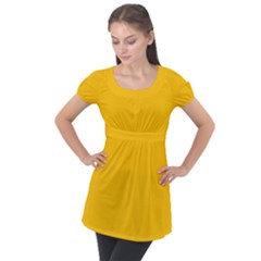 Amber Orange Puff Sleeve Tunic Top by FabChoice