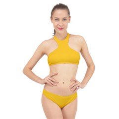 Amber Orange High Neck Bikini Set by FabChoice