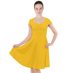 Amber Orange Cap Sleeve Midi Dress by FabChoice