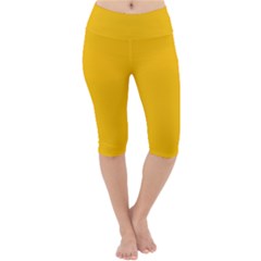 Amber Orange Lightweight Velour Cropped Yoga Leggings by FabChoice