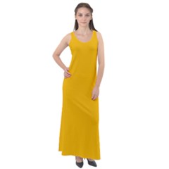 Amber Orange Sleeveless Velour Maxi Dress by FabChoice