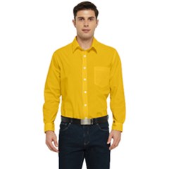 Amber Orange Men s Long Sleeve Pocket Shirt  by FabChoice