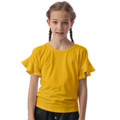 Amber Orange Kids  Cut Out Flutter Sleeves