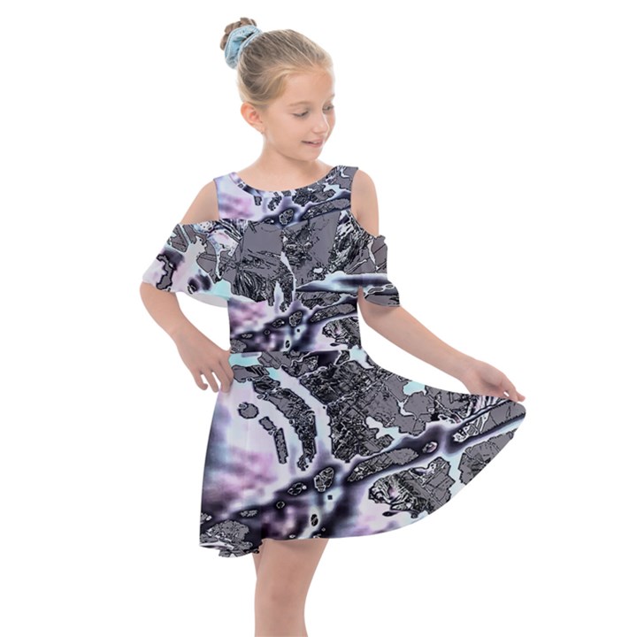 Invasive Hg Kids  Shoulder Cutout Chiffon Dress