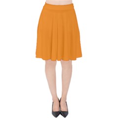 Apricot Orange Velvet High Waist Skirt by FabChoice