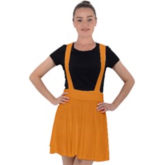 Apricot Orange Velvet Suspender Skater Skirt by FabChoice