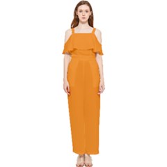 Apricot Orange Draped Sleeveless Chiffon Jumpsuit