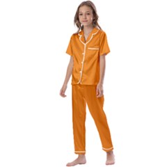 Apricot Orange Kids  Satin Short Sleeve Pajamas Set