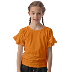 Apricot Orange Kids  Cut Out Flutter Sleeves by FabChoice