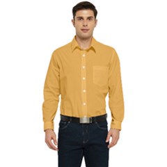 Bees Wax Orange Men s Long Sleeve Pocket Shirt  by FabChoice