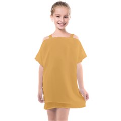 Bees Wax Orange Kids  One Piece Chiffon Dress by FabChoice