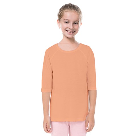 Cantaloupe Orange Kids  Quarter Sleeve Raglan Tee by FabChoice