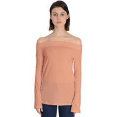 Cantaloupe Orange Off Shoulder Long Sleeve Top by FabChoice