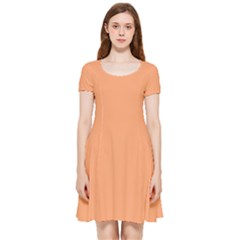 Cantaloupe Orange Inside Out Cap Sleeve Dress by FabChoice