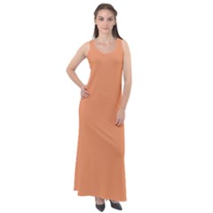 Cantaloupe Orange Sleeveless Velour Maxi Dress by FabChoice