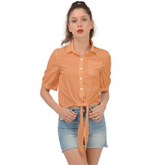 Cantaloupe Orange Tie Front Shirt  by FabChoice